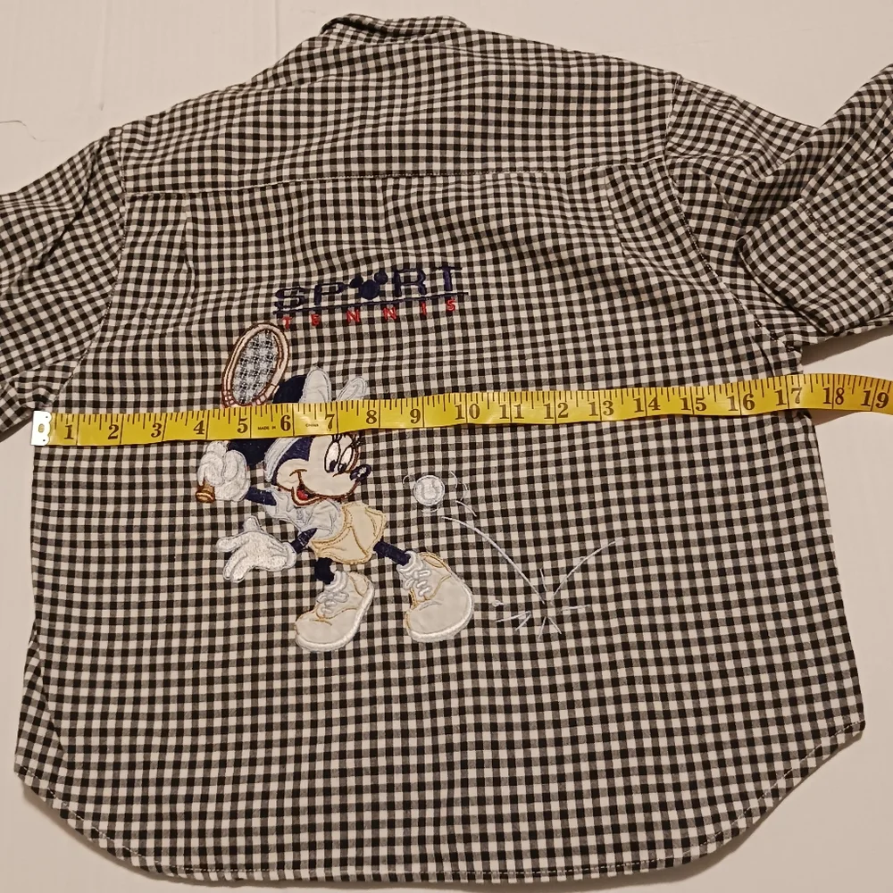 Minnie Mouse Tennis Shirt Embroidered Sz8/10 Girls Black/White‎ Disneylandia